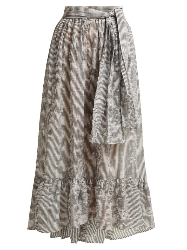 Lisa Marie Fernandez Nicole Tiered Seersucker Skirt