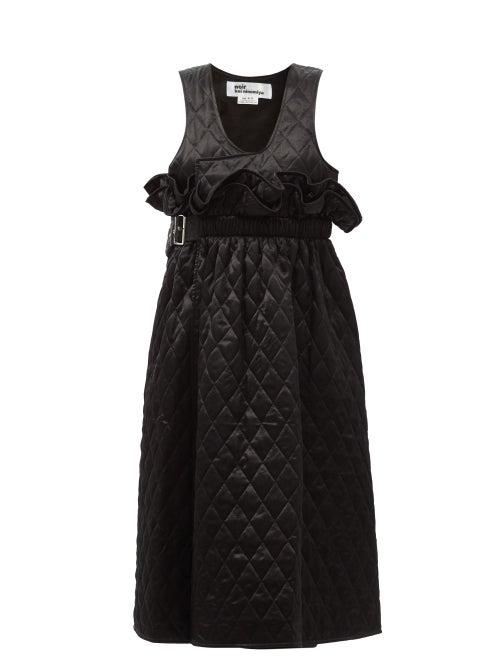 Ladies Rtw Noir Kei Ninomiya - Ruffled Matelass-satin Midi Dress - Womens - Black