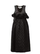 Ladies Rtw Noir Kei Ninomiya - Ruffled Matelass-satin Midi Dress - Womens - Black
