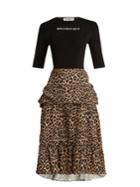 Balenciaga Stretch-jersey And Leopard-print Crepe Dress