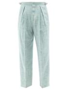 Umit Benan B+ - Grown-on Waist Herringbone-twill Trousers - Mens - Green