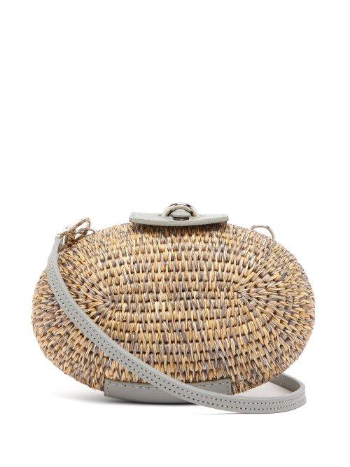 Matchesfashion.com Khokho - Lindi Minaudire Leather Trimmed Basket Bag - Womens - Light Grey