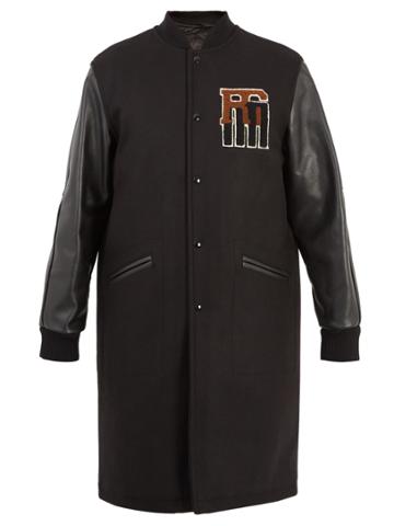 Raf Simons Logo-appliqu Contrast-sleeved Wool Coat