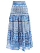 Lolita Jaca - Manolita Printed Silk-chiffon Maxi Skirt - Womens - Blue Print