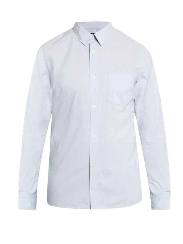 A.p.c. Oliver Point-collar Striped Cotton Shirt