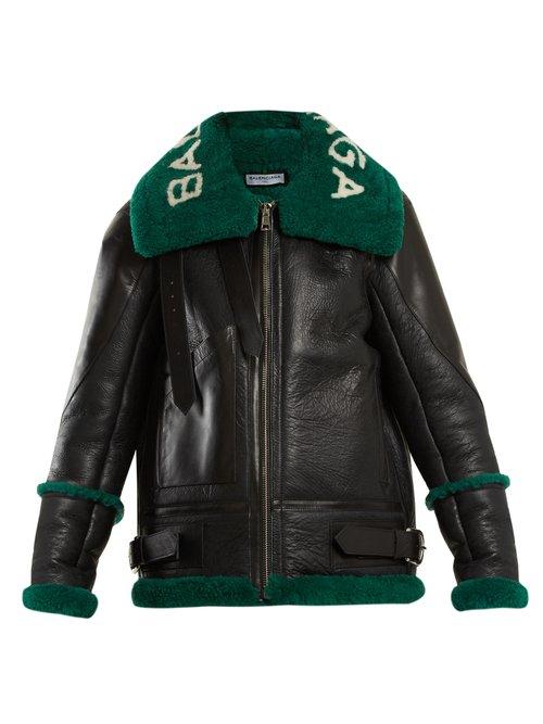Matchesfashion.com Balenciaga - Le Bombardier Shearling Jacket - Womens - Black Green