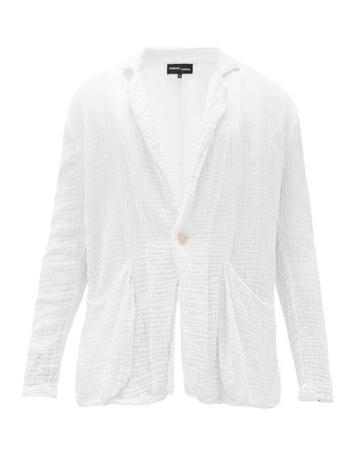 Matchesfashion.com Edward Cuming - Crinkled Cotton-muslin Jacket - Mens - White