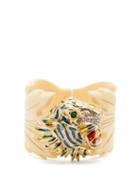 Matchesfashion.com Gucci - Crystal Embellished Tiger Head And Leaf Cuff - Womens - White
