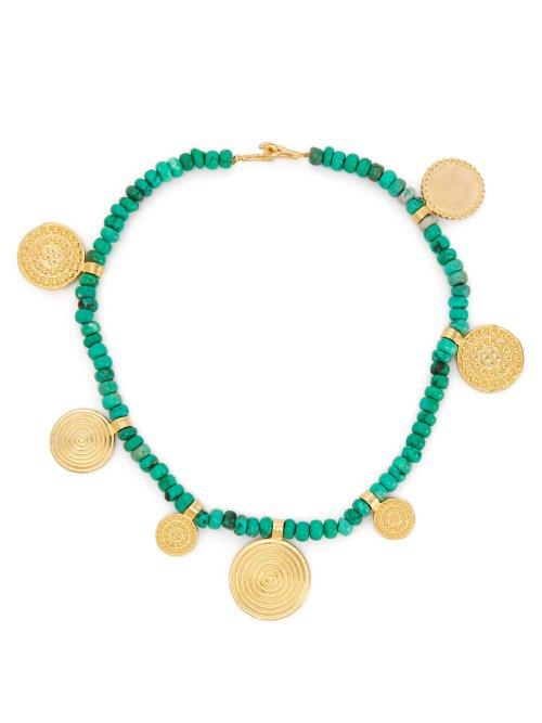 Matchesfashion.com Joelle Kharrat - Moneta Turquoise And Gold Plated Choker - Womens - Blue