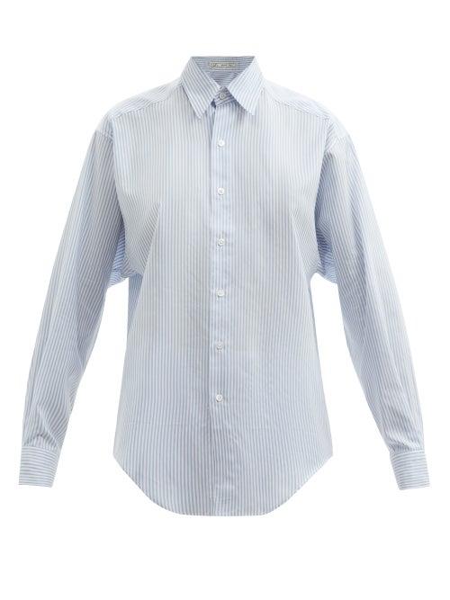 Matchesfashion.com Umit Benan B+ - Striped Oversized Silk-blend Poplin Shirt - Womens - Blue Stripe