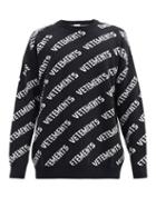 Matchesfashion.com Vetements - Logo-jacquard Cotton-blend Sweater - Mens - Black