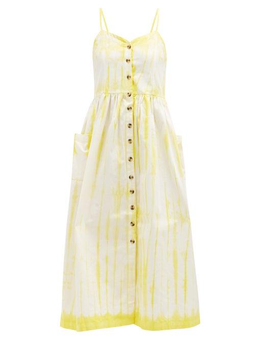 Matchesfashion.com Arizona Love - Alma Tie-dye Denim Midi Dress - Womens - Yellow Print