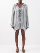 Lisa Marie Fernandez - Striped Linen-blend Gauze Hooded Kaftan - Womens - Navy Beige