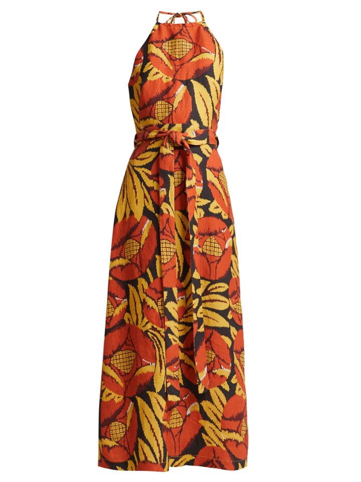Raey Split-skirt Floral-chintz Halterneck Dress