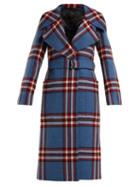 Matchesfashion.com Joseph - Teodor Belted Wool Check Coat - Womens - Blue Multi