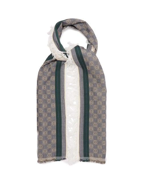 Matchesfashion.com Loewe - Anagram-jacquard Cotton Scarf - Mens - White Multi