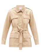 Matchesfashion.com Kilometre Paris - Algaiarens Embroidered Cotton-gabardine Jacket - Womens - Beige