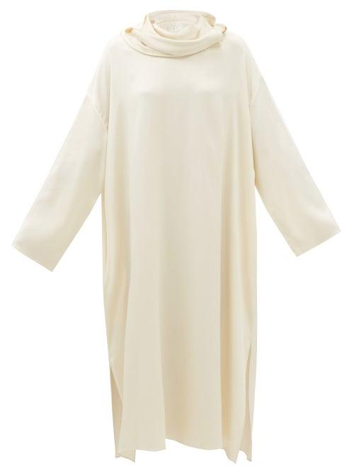 The Row - Santia Cowl-neck Silk-twill Dress - Womens - Ivory