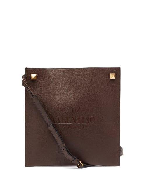 Matchesfashion.com Valentino Garavani - Roman Stud Micro Leather Cross-body Bag - Mens - Dark Brown