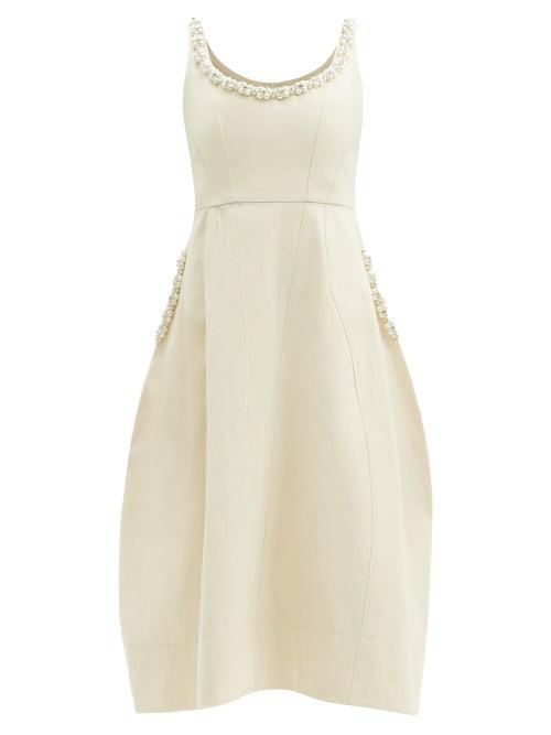 Matchesfashion.com Simone Rocha - Faux-pearl And Crystal-embellished Cotton Dress - Womens - Cream