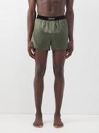Tom Ford - Logo-patch Silk-blend Satin Boxer Shorts - Mens - Green