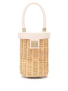 Matchesfashion.com Sparrows Weave - The Cylinder Wicker And Leather Bag - Womens - Light Pink