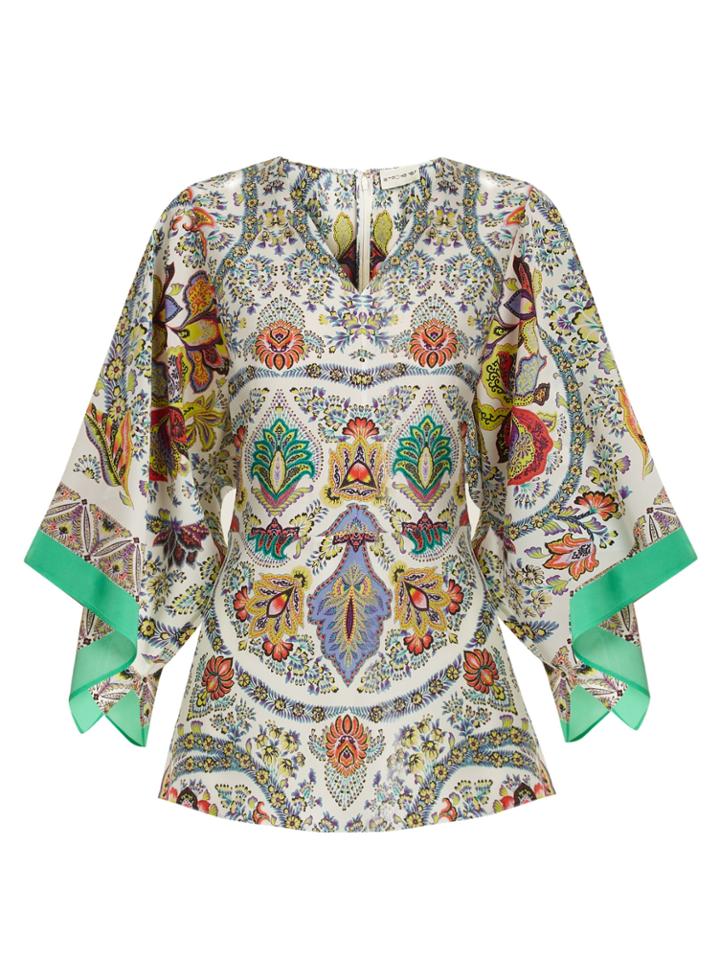 Etro Chiquitisi Floral-print Silk Crepe De Chine Top