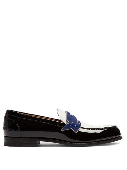 Matchesfashion.com Christian Louboutin - Monono Patent Leather Loafers - Mens - Black White
