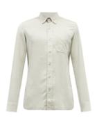 Mens Rtw Tom Ford - Garment-dyed Twill Button-down Shirt - Mens - Beige