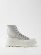 Alexander Mcqueen - Tread Slick Metallic-canvas High-top Boots - Womens - Silver