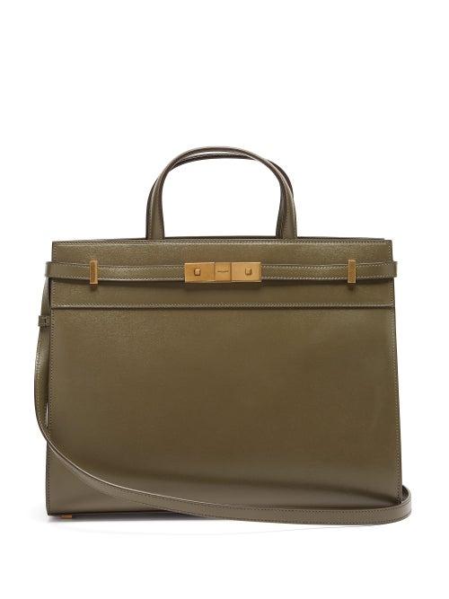 Matchesfashion.com Saint Laurent - Manhattan Small Leather Tote Bag - Womens - Khaki
