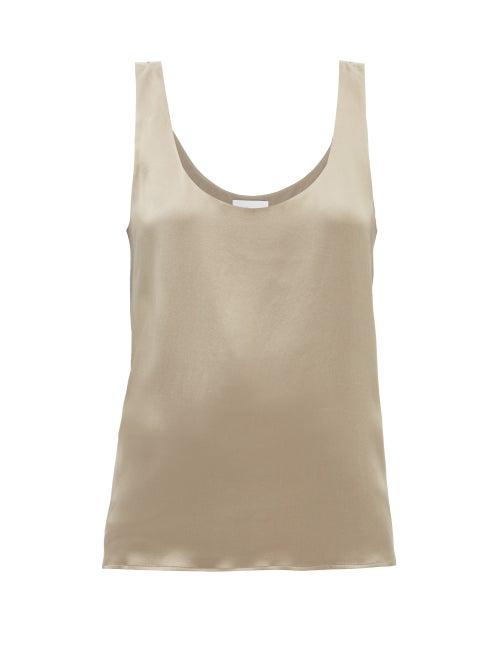 Raey - Scoop-neck Silk-crepe Satin Tank Top - Womens - Beige