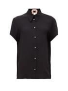Matchesfashion.com No. 21 - Point-collar Crystal-buttoned Crepe Shirt - Womens - Black