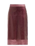 Matchesfashion.com Sies Marjan - Sula Crocodile Effect Midi Skirt - Womens - Purple