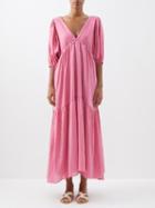 Loup Charmant - Magellan Gathered Organic-cotton Voile Dress - Womens - Bright Pink