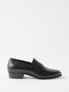 Saint Laurent - Square-toe Leather Penny Loafers - Mens - Black