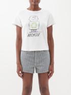 Re/done - X Peanuts Recycle-print Cotton-jersey T-shirt - Womens - White Multi