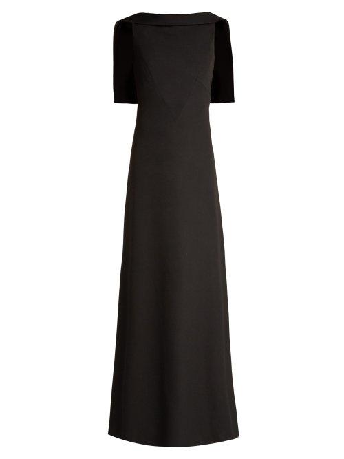 Matchesfashion.com Givenchy - Cape Shoulder Wool Crepe Gown - Womens - Black