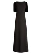 Matchesfashion.com Givenchy - Cape Shoulder Wool Crepe Gown - Womens - Black