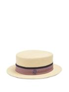 Matchesfashion.com Maison Michel - Auguste Straw Boater Hat - Womens - Beige
