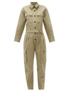 Matchesfashion.com Frame - Safari Belted Cotton-blend Twill Cargo Jumpsuit - Womens - Khaki