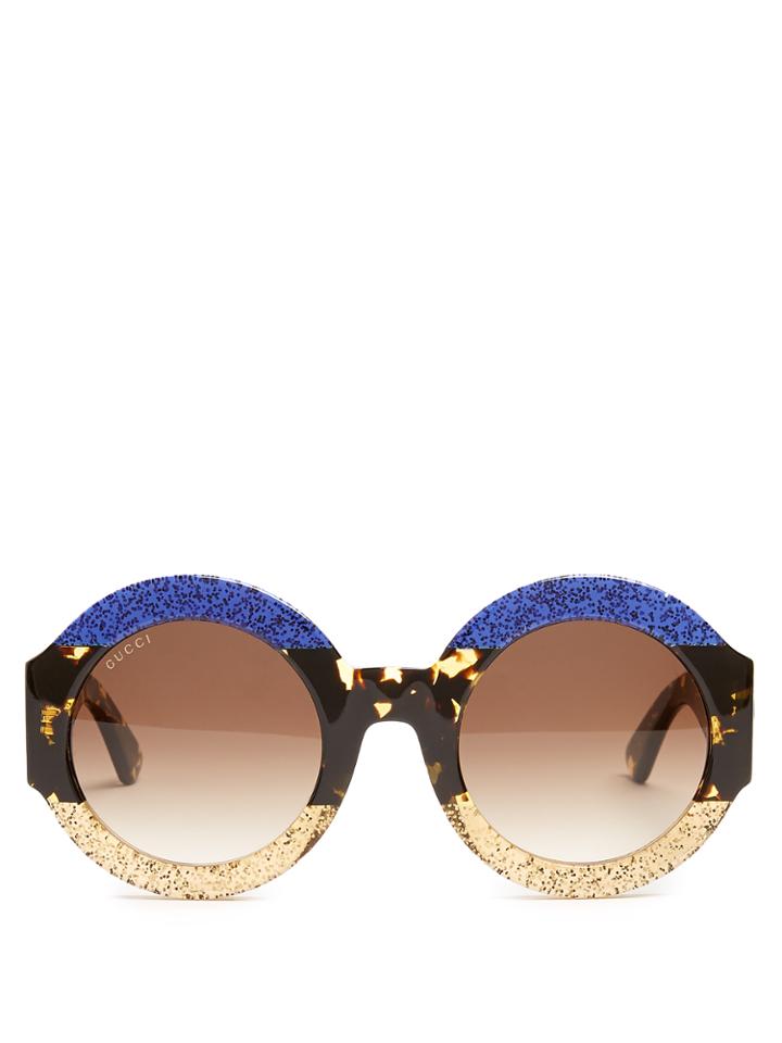 Gucci Tri-colour Round-frame Acetate Sunglasses