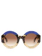 Gucci Tri-colour Round-frame Acetate Sunglasses