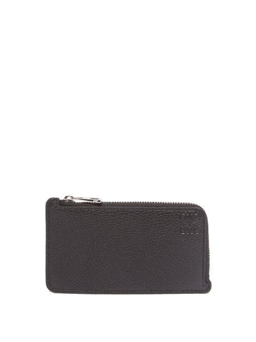 Loewe - Anagram-debossed Grained-leather Cardholder - Mens - Black