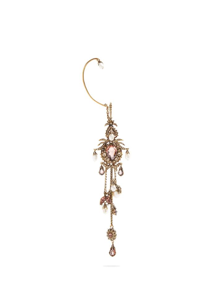 Alexander Mcqueen Crystal And Faux-pearl Drop Single Earring
