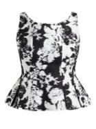 Matchesfashion.com Erdem - Kelsie Wide Neck Peplum Hem Top - Womens - Black White