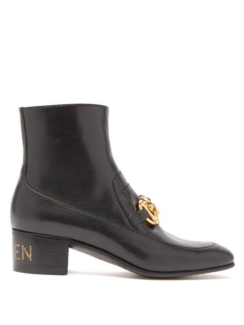 Matchesfashion.com Gucci - Ebal Horsbit Leather Ankle Boots - Womens - Black