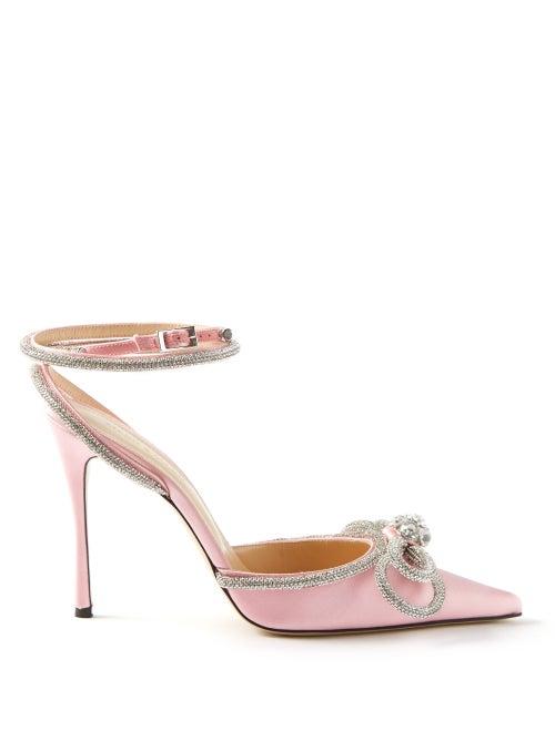 Mach & Mach - Crystal-embellished Silk Pumps - Womens - Pink