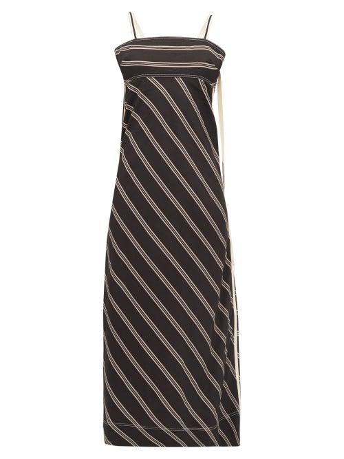 Matchesfashion.com Lee Mathews - Madox Striped Open Back Midi Dress - Womens - Black
