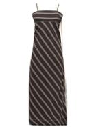Matchesfashion.com Lee Mathews - Madox Striped Open Back Midi Dress - Womens - Black